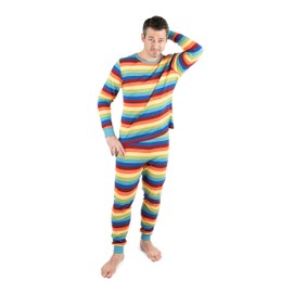 Leveret Mens 2 Piece Pajamas Top & Bottom 100% Cotton Colorful Boy Stripes (Size Medium)