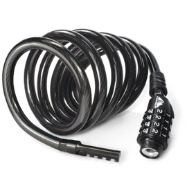 MARQUE Combination Bike Lock Cable- 3/8 inch (5FT, 10FT, 15FT, 25FT) Resettable Combination Lock, Anti-Theft Coiled Secutiry Cable for Bicycles, Kayaks, Paddle Boards, Gates&Outdoor Gear (5 FT)