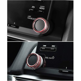 MACHSWON Car 5pcs Aluminum Centre Console AC Air Conditioning Knob for 10th Honda Accord Sedan Sport EX EX-L LX 2018-2021 Sound Volume Cover Trim Red