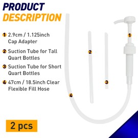 2-Pack 8cc Transfer Fluid Pump for Standard Quart Bottles - Lower Unit Gear Oil Pump and Hand Transfer Pump, Gear Oil Transfer Pump, Transmission and Differential Fluid (28mm)