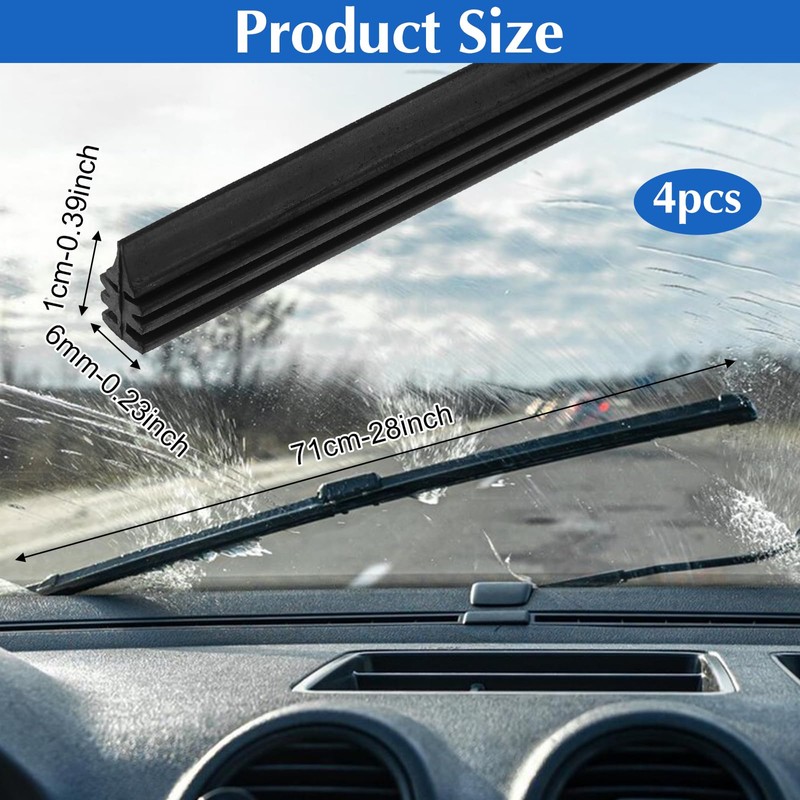 4PCS Windshield Wiper Blade Refill 28inch Adjustable Size of Universal