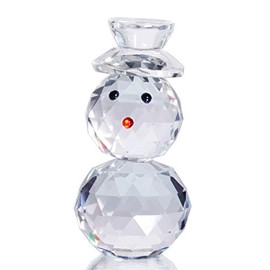 Waltz&F Crystal Clear Snowman Figurine Table Decoration Paperweight Craft Collection