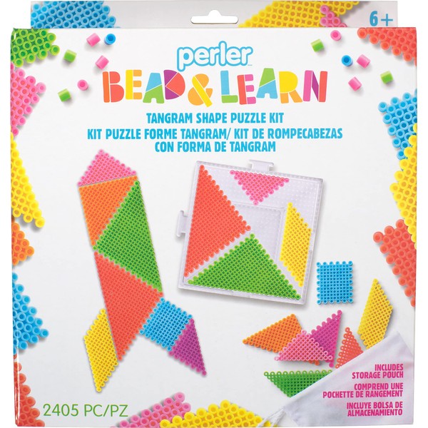 Perler Tangram Shape Puzzle Educational Fuse Bead Craft Kit for Kids, Multicolor 2404 Piece