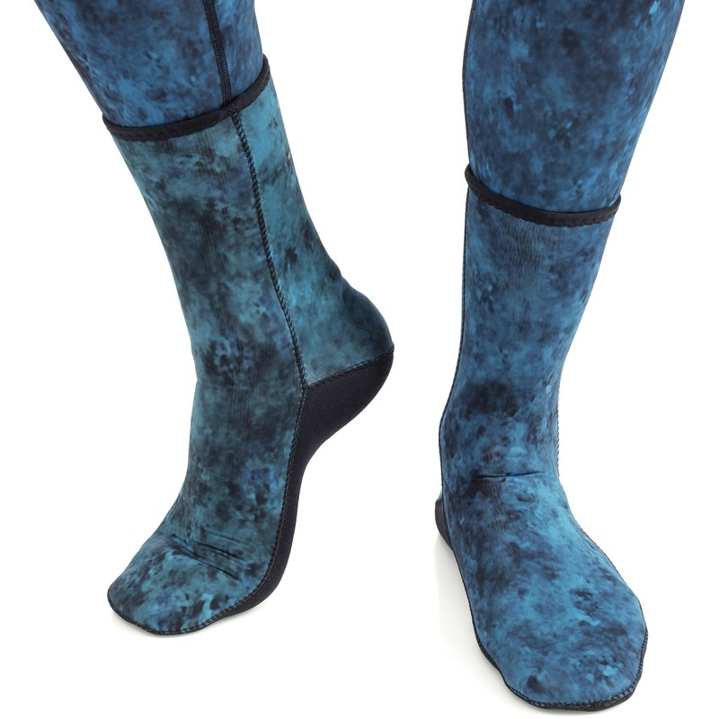 Cressi Camo Blue Hunter 3mm Anti-Slip Socks, Medium