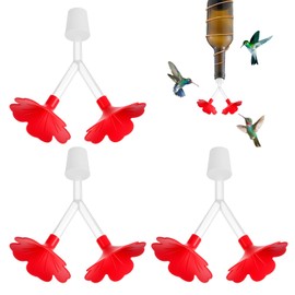 3 Pcs Floral Hummingbird Feeder Tubes and Stoppers Sets, Dual-Port Hummingbird Feeder Accessories, Hummingbirds Feeders Parts Replacement for Outdoor DIY Bird Feeders