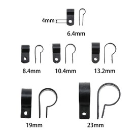 MEETOOT 163PCS 6.4 to 23mm Cable Clamp Fastener Black Nylon R Wire Fastener Clip Suitable for Wire Management