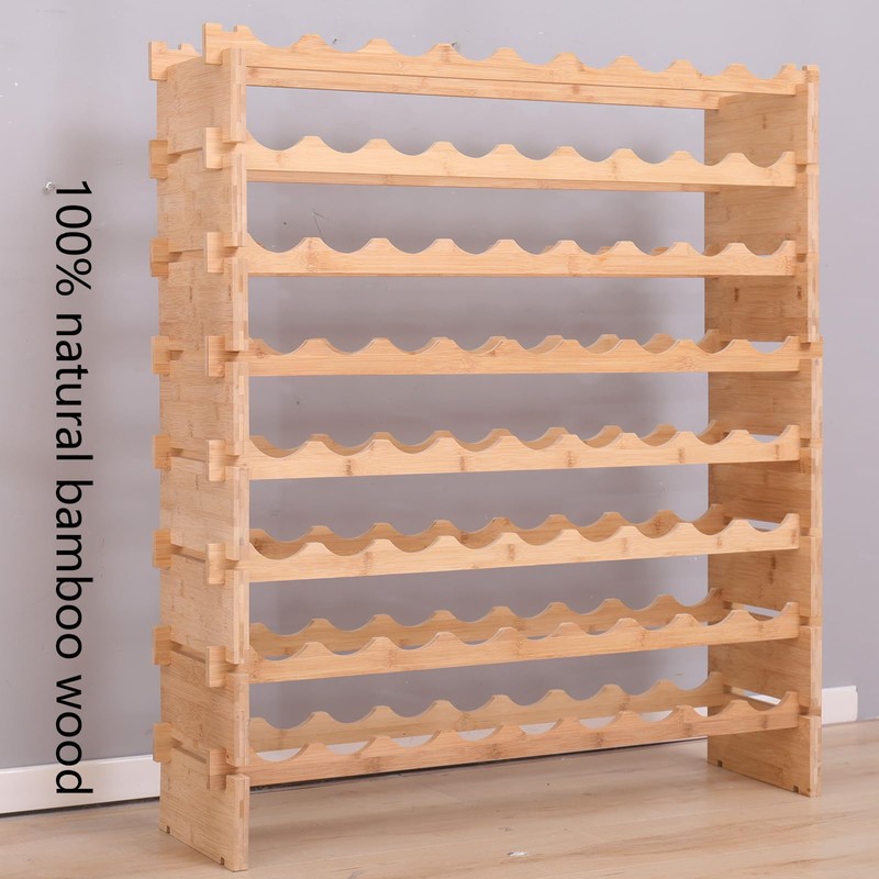 FDHUIJIA 72 Bottle Stackable Storage Modular Wine Rack Cabinet Bamboo