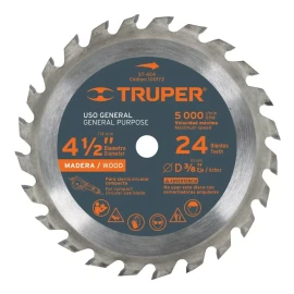Truper Disco Sierra P/madera 4-1/2'' 24d Centro 3/8'' Truper 100172