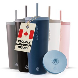 GROSCHE Jasper Insulated Stainless Steel Tumbler With Straw – Travel Cup with Lid, Extreme Insulation & Sleek Design, 23 oz - Blue