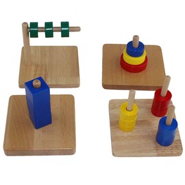 Kghios Montessori Infant Toys Materials for Toddlers 6 Months-1-2 Year Old Babies Infant & Toddler Materials Discs on Horizontal Dowel 4 in 1