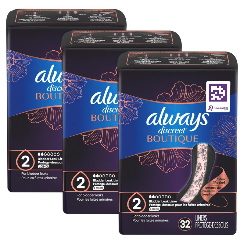 Always Discreet Boutique Incontinence Panty Liners for Bladder Leaks, Size