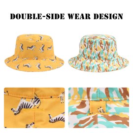 Zsedrut Summer Baby Girl Bucket Hat Infant Toddler Sun Hats Boys Double-Side Wear Beach Hats 3months-6years (46cm, Yellow Zebra)