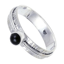 JEWELSTREZORO Onyx Edelstein Bandring 925 Sterling Silber Bandring Männer & Frauen Bandring alle Größen Handarbeit Jewerly TSR120G_66 (21.0)
