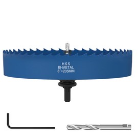 ANDELI 8'' Bi-Metal Hole Saw with Center Drill, to be Assembled, high Opening Efficiency for Wood, Corn Hole Boards, Plastic, plasterboard and Thin Sheet Metal Openings