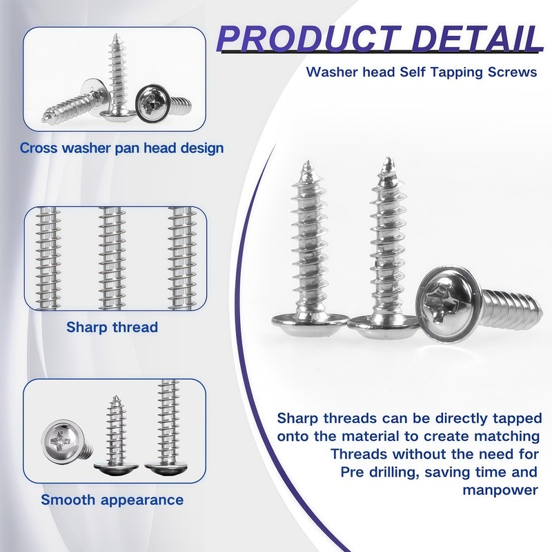 Zmbroll 1200Pcs Silver Phillips Truss Head Self-Tapping Screws M1.2/1.4/1.5/1.7/2/2.3 Wafer