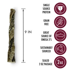 Wild Eats Cod Skin Twists 2 oz. - Dog Treats, Dog Chews and Dog Snacks (Single Ingredient, Sustainably Sourced, North Atlantic Cod Dog Treats and Cat Treats) Perfect for Dog Training Treats