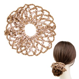 OSOPLAY Handmade Raffia Hair Scrunchie for Women Eco-Friendly Lightweight Woven Bun Holder Soft & Natural Hair Tie (Khaki)