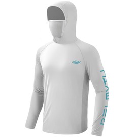 Palmyth Fishing Shirts for Men UPF 50+ Sun Protection Hoodie Long Sleeve with UV Vented Neck Gaiter White Skull Surfing 4X-Large