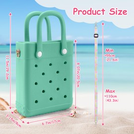 Mini Rubber Tote Bag, EVA Beach Tote with 30 Charms, Cute Bag for Little Girl & Women with Adjustable Shoulder Strap