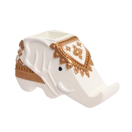 Elephant Phone Stand and Desk Organizer – Multi-Purpose Ceramic Holder for Smartphone, Pens, Remote, Home Office or Living Room Decor, Decorative Thai Elephant Design, Elegant Gift Idea for Any Room.