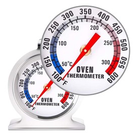 DUTTY Oven Thermometers Large Dial Oven Grill Monitoring Cooking Thermometer with Dual-Scale 50-300°C/100-600°F for BBQ Baking, Hooks or Stands Alone Thermometers Durable Steel 2pcs