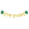 WODJR Birthday Banner Tropical Party Decorations Palm Leaves Banner Tropical Birthday Banner Tropical Palm Garland Banner Birthday Backdrop Tropical Happy Birthday Banner for Tropical Party Supplies