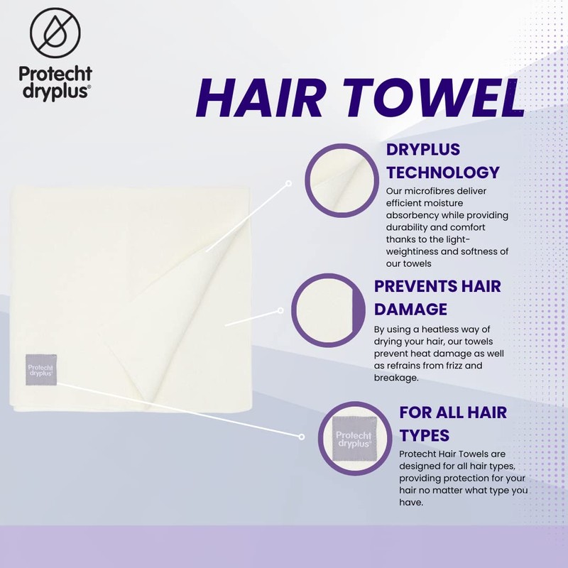 PROTECHT DRYPLUS Microfibre Hair Towel -White