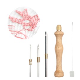 PAVIKE Punch Needle Kit, Free Stitching Needle, Set of 3, Includes Threader, Friste, Starter Set, Punch Needle, Needle, Yarn, Adjusting Length, For DIY Crafts, Beginners, Needle Punch, Needles,