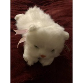 Ty 1997 Ty Classic Angel Cat Kitten White Plush Stuffed Animal Pink Bow Long Hair