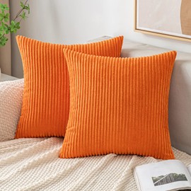 EMEMA Kissenbezug Herbst Kordsamt Zierkissenbezug Dekokissen Sofakissen 40x40 cm Kord Kissenhülle Dekorative Weiche Zierkissenbezüge Kissen für Sofa Sessel Zuhause Schlafzimmer Orange
