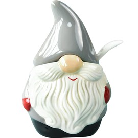 WAYUTO Ceramic Santa Condiment Jar with Lid Spoon Hand-Paint Spice Pots Seasoning Pottery Bowls Set Organizer for Sugar Salt Serving Tea Coffee Kitchen Restaurant Tool Xmas Cooking Souvenir