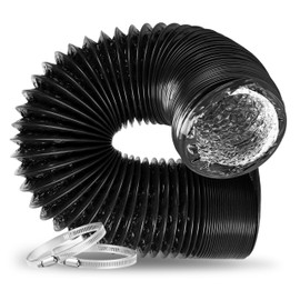 HealSmart Dryer Vent Hose, 6" Insulated Flexible 25FT Long Duct with 2 Clamps, Heavy-Duty Three-Layer Protection for Heating Cooling HVAC Ventilation, Black