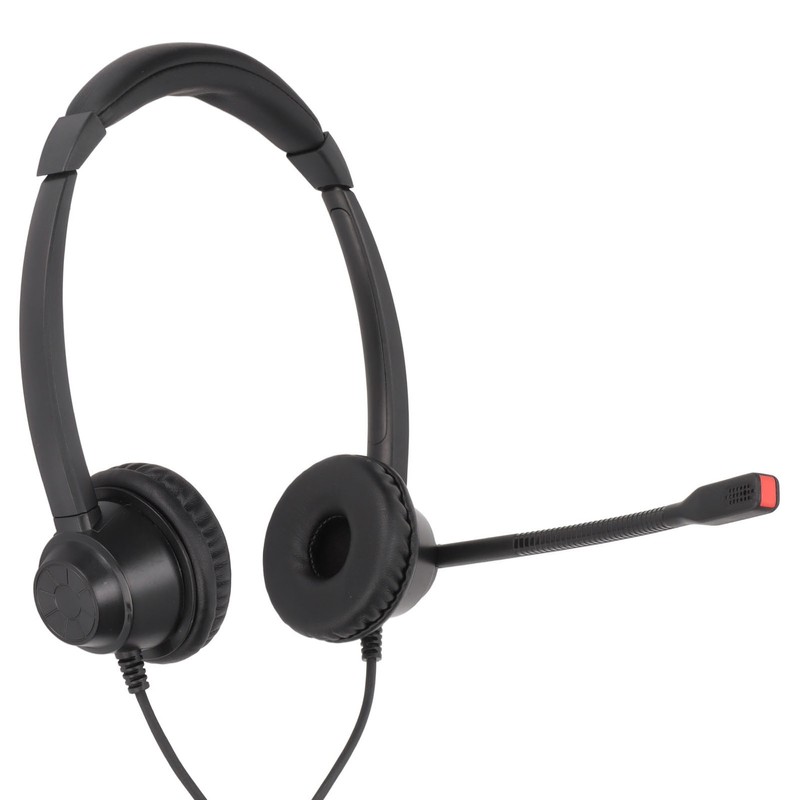 2.5mm Business Headset Binaural Corded Headset with HD Mic for