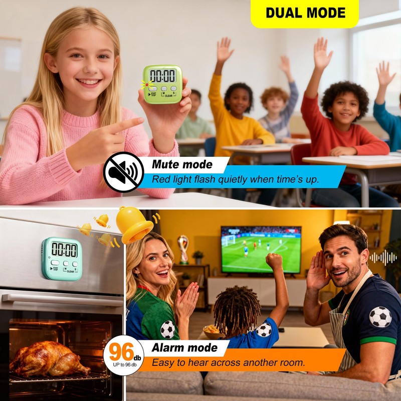 Antonki 2 Pack Digital Timer for Kids, Magnetic Countdown Kitchen