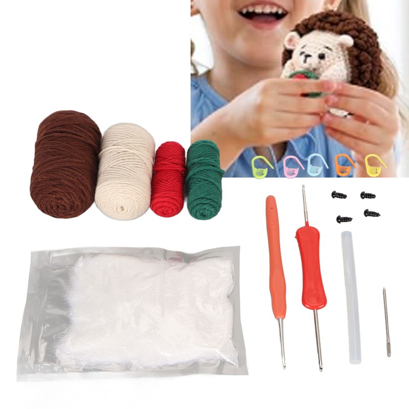 Hedgehogs Crochet Kit with Yarns Crochet Hook Stuffing DIY Learn