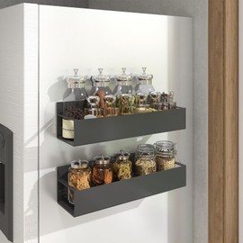 YedZen 2 Stück Gewürzregal Magnetisch Kühlschrank, Magnete Gewürz Organizer, Kühlschrank Magnet Gewürzregal mit 4 Haken, Stark Magnetische Gewürzregale Hängeregal Ohne Bohren