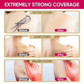 Tattoo Cover Up Patch, 6 PCS Ultra-Thin Breathable Design for Effective Tattoo, Scar & Birthmarks Waterproof & Sweatproof Tattoo Concealer Tape, Natural & Invisible