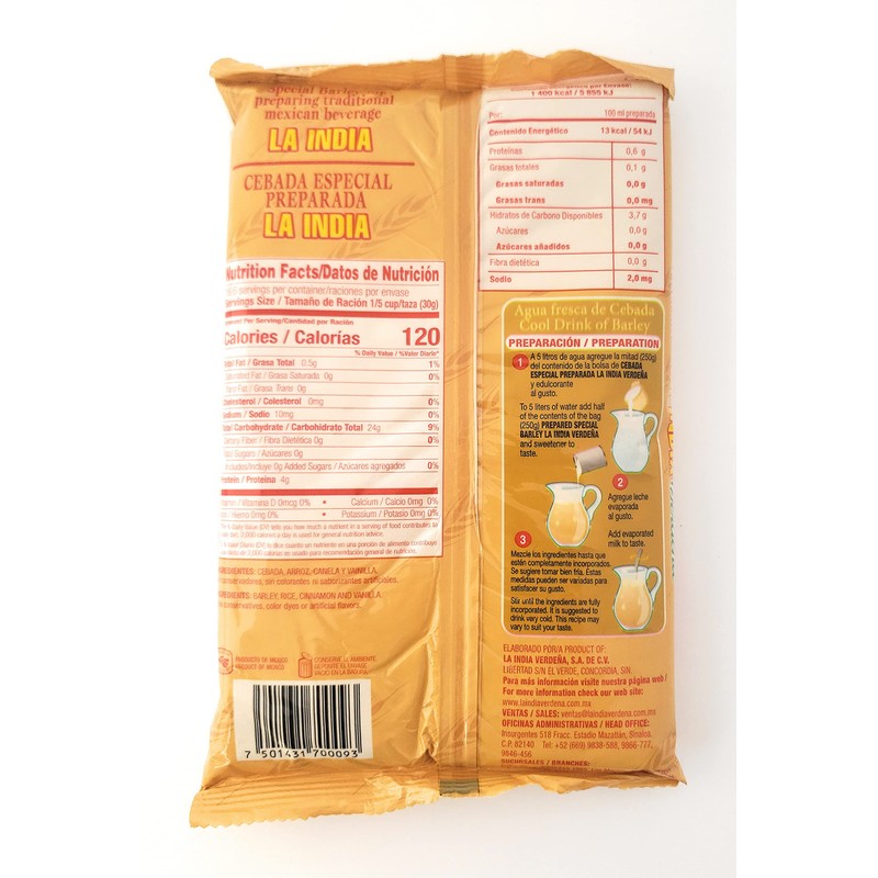 La India Verdena | Cebada Preparada | Prepared Special Barley