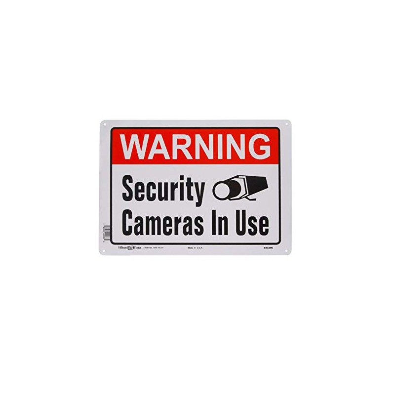 Hillman 843296 Warning Security Cameras In Use Sign, White, Red