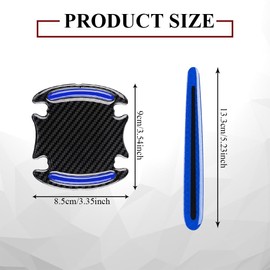 QZTYTY 8PCS Car Door Handle Protector Reflective Sticker, Vehicle Door Stickers, 3D Carbon Fiber Universal Door Handle Scratch Protector Cover, Auto Door Handle Protective Film for Cars (Blue)