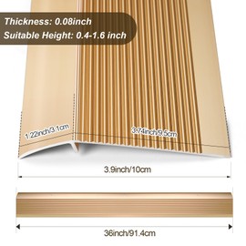 Heneymo Aluminum Floor Transition Strip, Door Thresholds Bridge The Height from 0.4″to 1.6″, for Wood, Tile, Carpet Laminate, Vinyl, Concrete, Size 36″×3.9″×0.35″ (Gold)