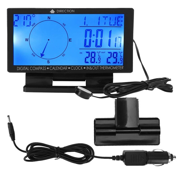 Digital Car Thermometer, Car Automobile Thermometer Gauge CD60 Multifunctional Digital with Time Navigation Function