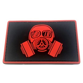 Patch Nation Gas Mask PVC Airsoft Paintball Velcro Emblem Badge Patch (Red)