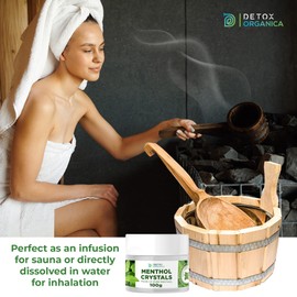Detox Organica Menthol Crystals 100g - Natural Aromatherapy Congestion Sinus Relief - Blocked Nose Descongestor - Powerful Menthol Aroma