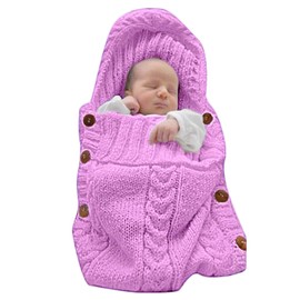 XMWEALTHY Newborn Baby Wrap Swaddle Blanket Knit Sleeping Bag Receiving Blankets Stroller Wrap for Baby (Coffee) (0-6 Month)