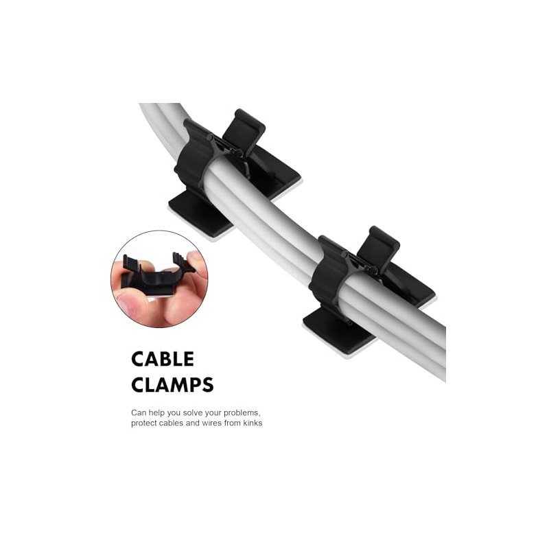 ABOOFAN Clips Negro de de Plástico Organizadores Cables Adhesivos 50