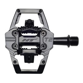 HT Components T2 Stealth Black Dual Sided Clipless Bike Pedals Pair 9/16"