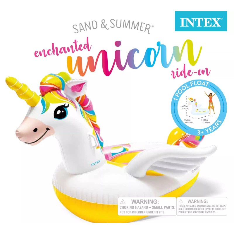 Intex Giant Unicorn Inflatable Ride-On Pool Float 79x55x38" Swimming Water