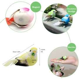 Artificial Simulation Foam Birds with Attached Magnet Feather Mini Ornaments DIY Craft for Wedding Decoration Home Garden Party Accessories 6cm/2.36inch (12pcs)
