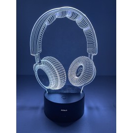 Philoch Headset 3D Night Light, 3D Illusion Lamp LED Table Desk Decor 7 Colors Touch Control USB Powered Party Decoration Lamp for Home Décor Xmas Birthday Gifts